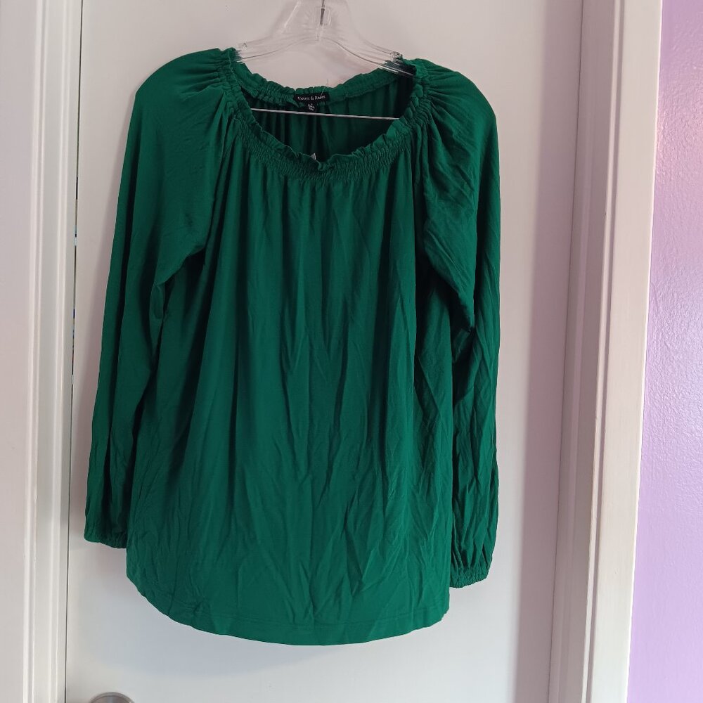 Violets & Roses Women's Evergreen Long Sleeve Pull Over Blouse Small NWT